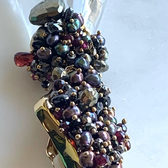 Alexis Bittar Coveteur Huge Hand Lucite pearls Gemstones One Statement Earring - Picture 7 of 16